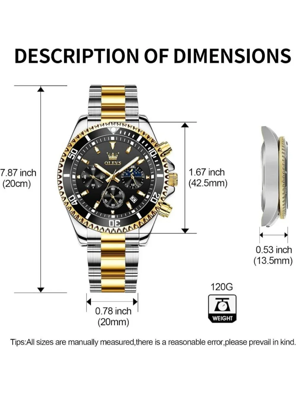 Men's Silver Black Stainless Steel Luxury Chronograph Analog Waterproof Watch